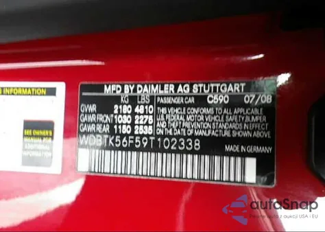 2009 Mercedes-Benz Clk350 z USA, uszkodzony, nr VIN WDBTK56F59T102338